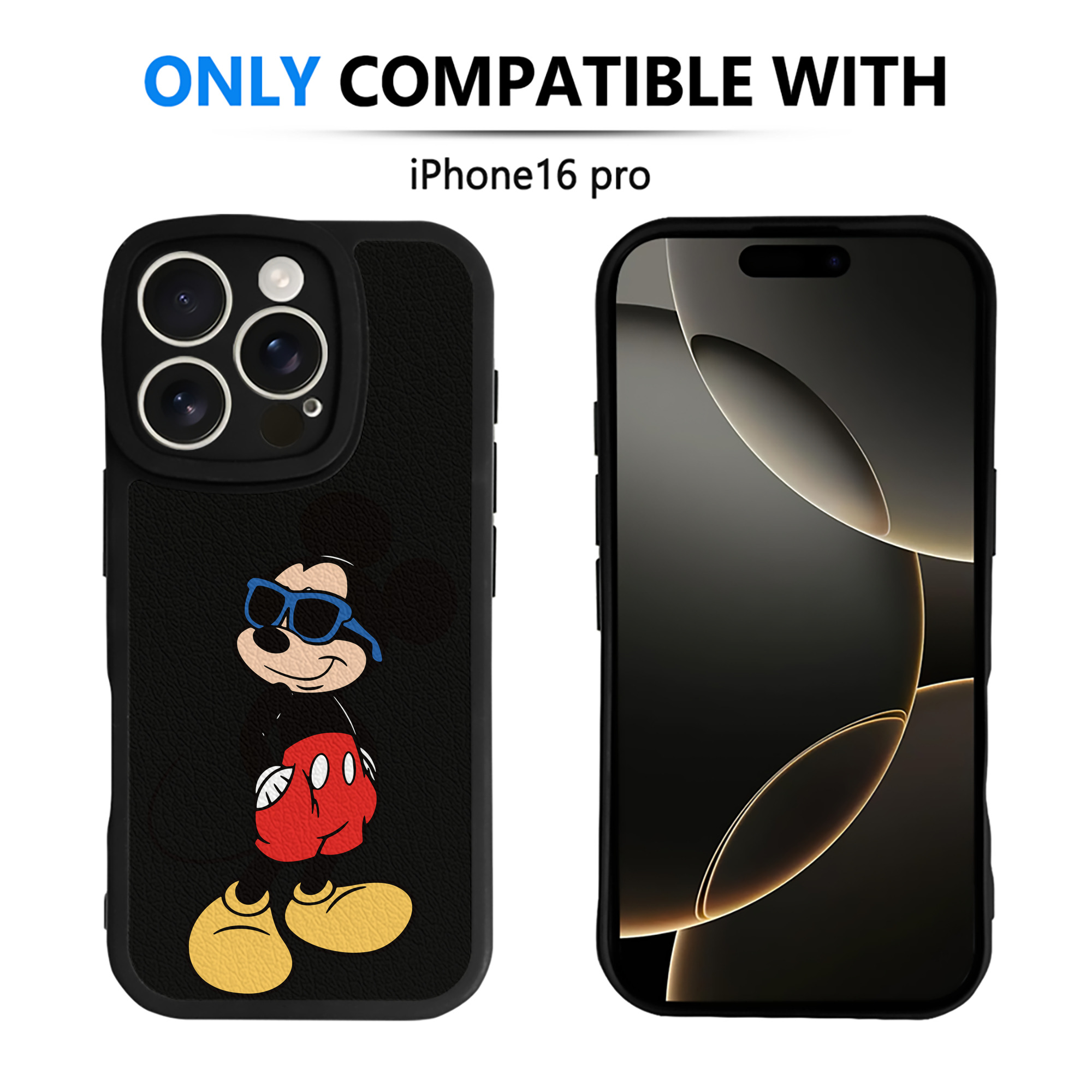 （画像用） ミッキーマウス Mickey Mouse 【iPhone 16シリーズ対応】シリコンスマホケース（レザー調） 材質：シリコン